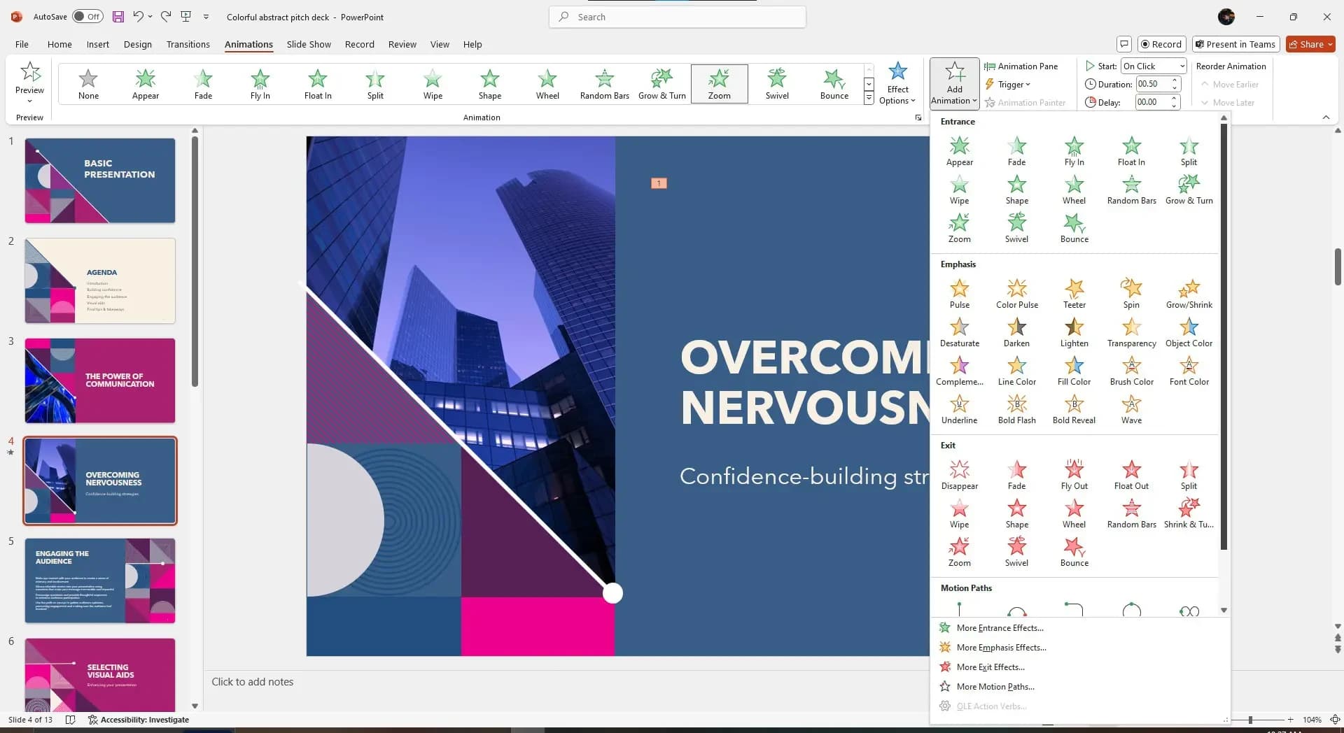 Animation tab in Microsoft Powerpoint 