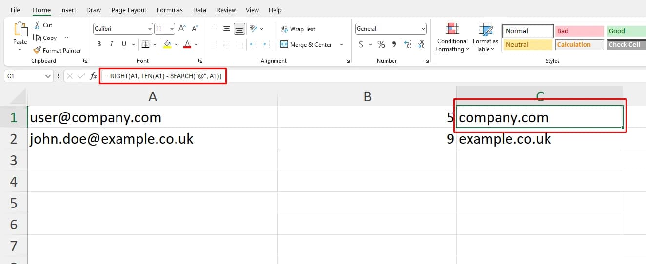 Combining SEARCH function in excel