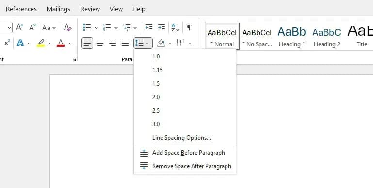 Line and Paragraph Spacing in MS Word