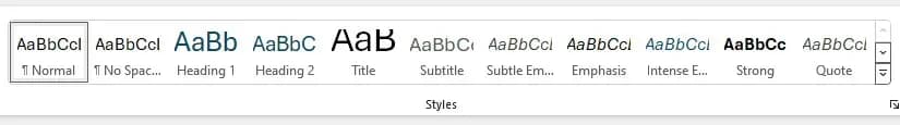 Text styles in Microsoft Word